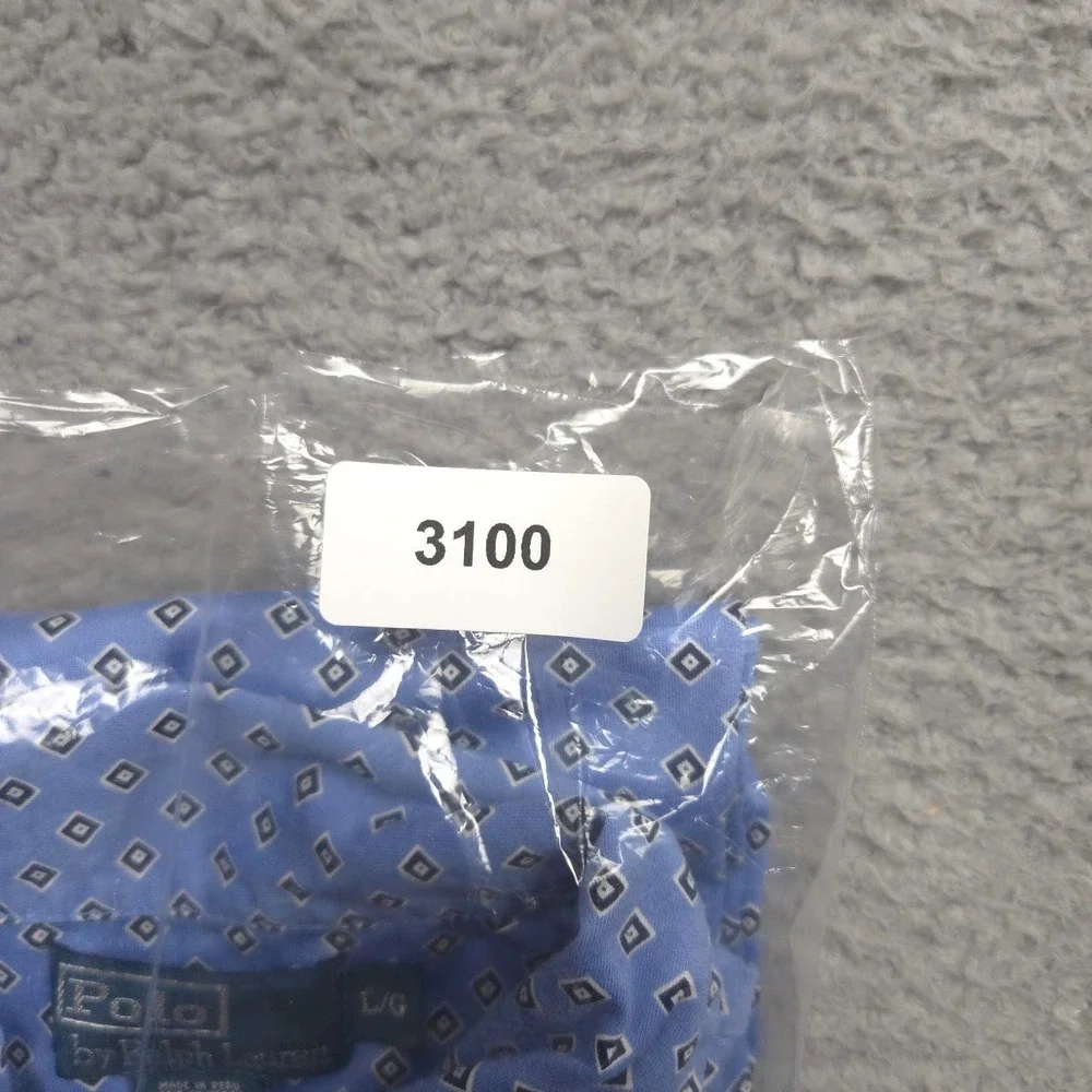 Polo Ralph Lauren Polo Shirt Mens Large Blue Diamond Pima Cotton AOP Golf